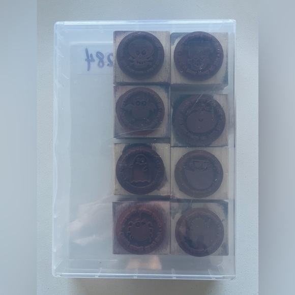 Stampin' Up Batty For You Set of 8 Wooden Block Rubber Mounted Stamps Halloween - Picture 3 of 6